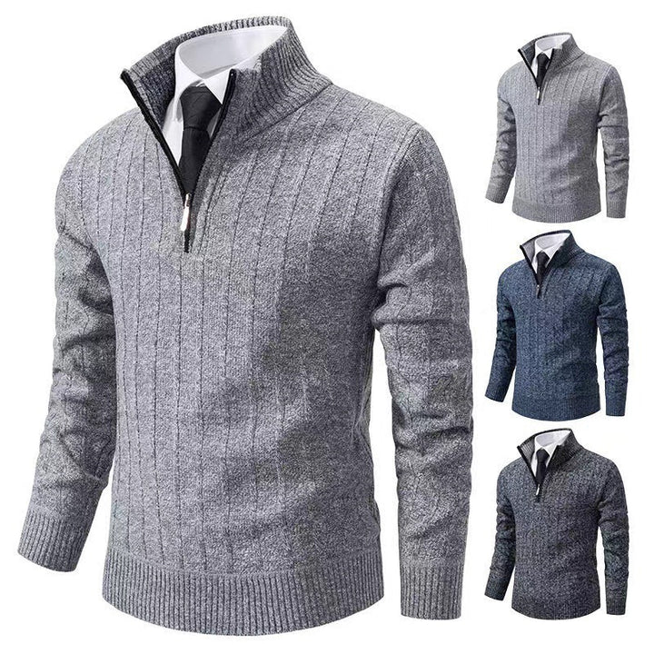 Knitted sweater for men with high collar and zipper Lune London