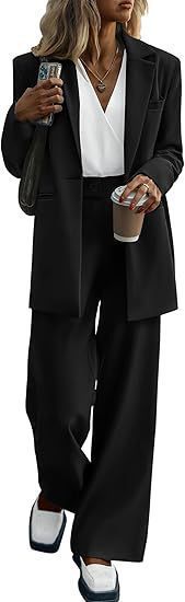 Elegant business suit set for women with wide legs and fitted blazer Lune London