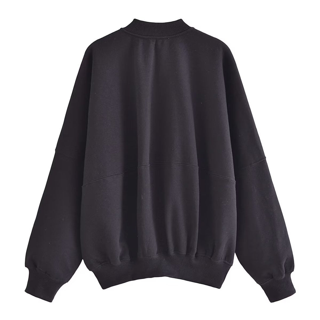 Casual sweatshirt jacket for women with a high collar and practical pockets Lune London