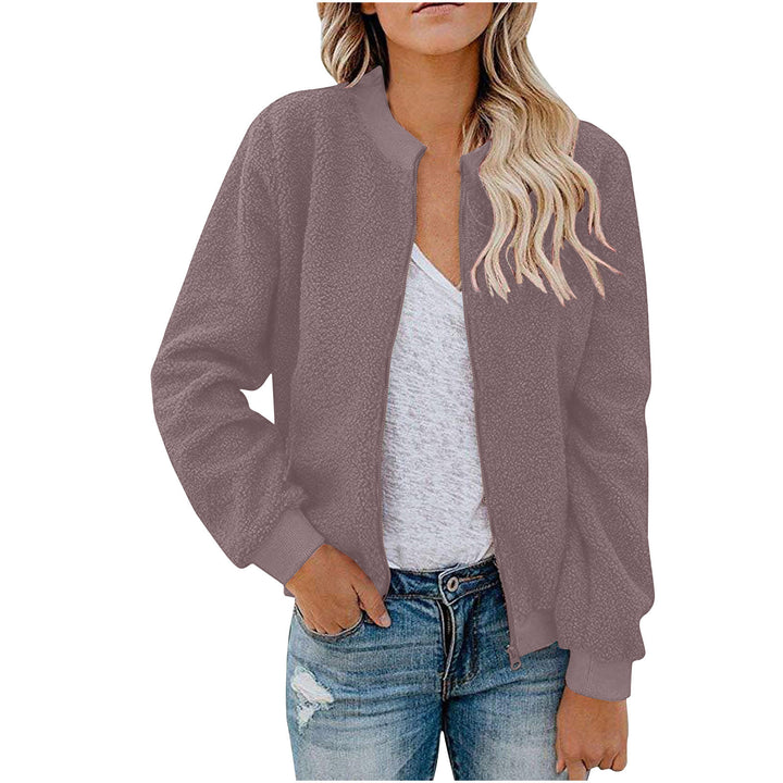 Fleece bomber jacket for women with high collar Lune London