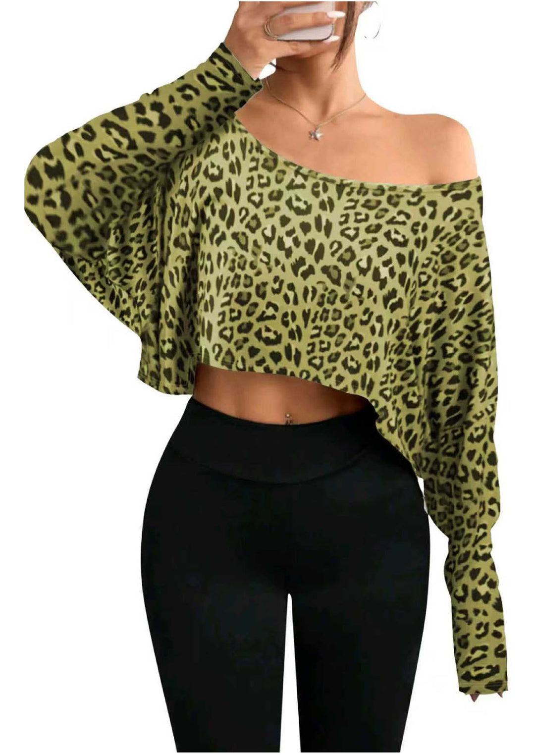 Cropped sweater for women with casual leopard print Lune London