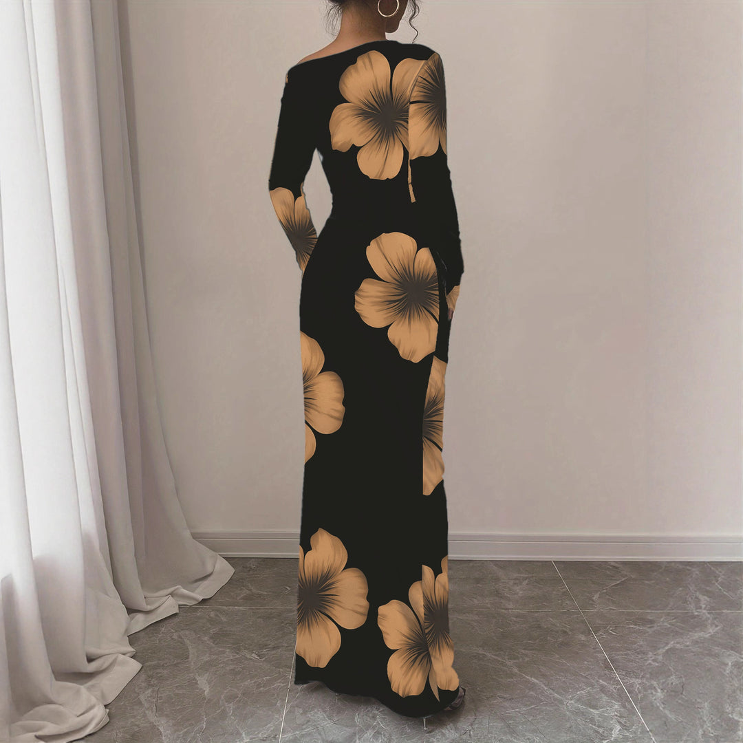 Elegant long dress with long sleeves for ladies with floral pattern Lune London
