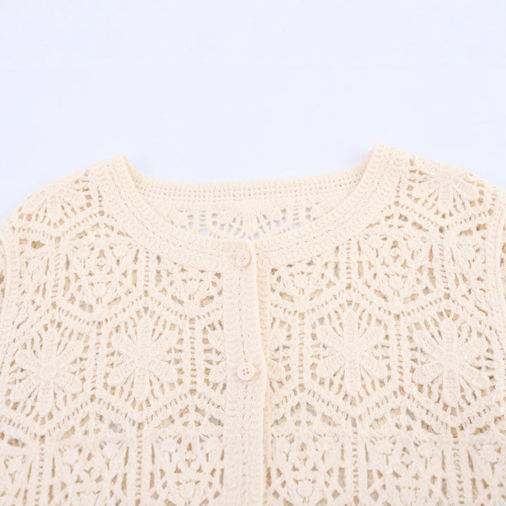 Knitted jacket for women with a delicate crochet pattern Lune London