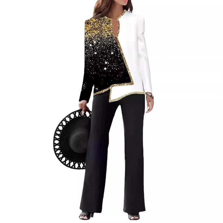 Ladies Elegant Statement Jacket with Asymmetrical Cut and Glittering Details Lune London