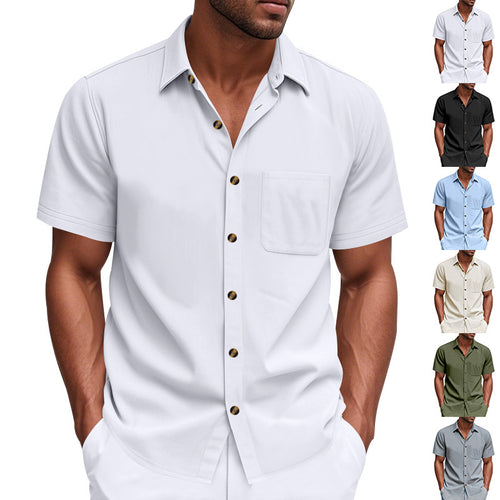 Short sleeve shirt for men with chest pocket and trendy button details Lune London