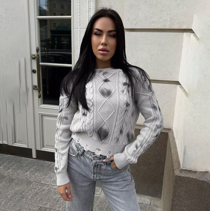 Lune London Ladies Knit Sweater with Graphic Pattern and Relaxed Fit