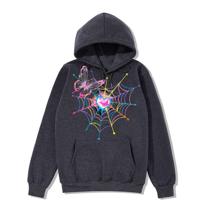 Women's hooded sweatshirt with artistic butterfly spiderweb motif Chic & Stil