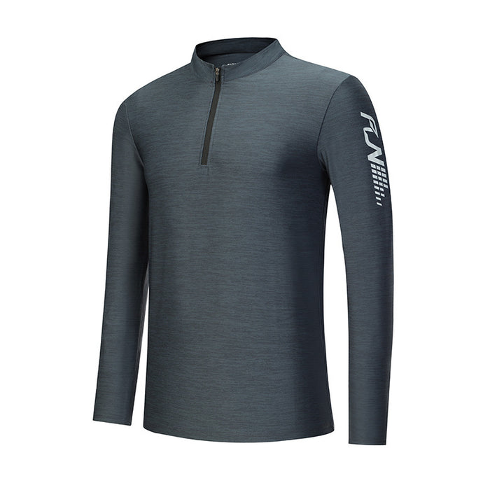 Men's functional T-shirt with modern high collar and sporty zipper Lune London