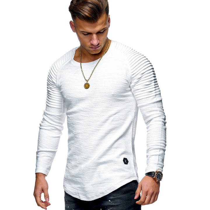 Elegant long-sleeve sweater for men with textured design and slim fit Chic and Style