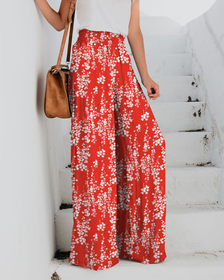 Lune London Floral Print Wide Leg Trousers for Women