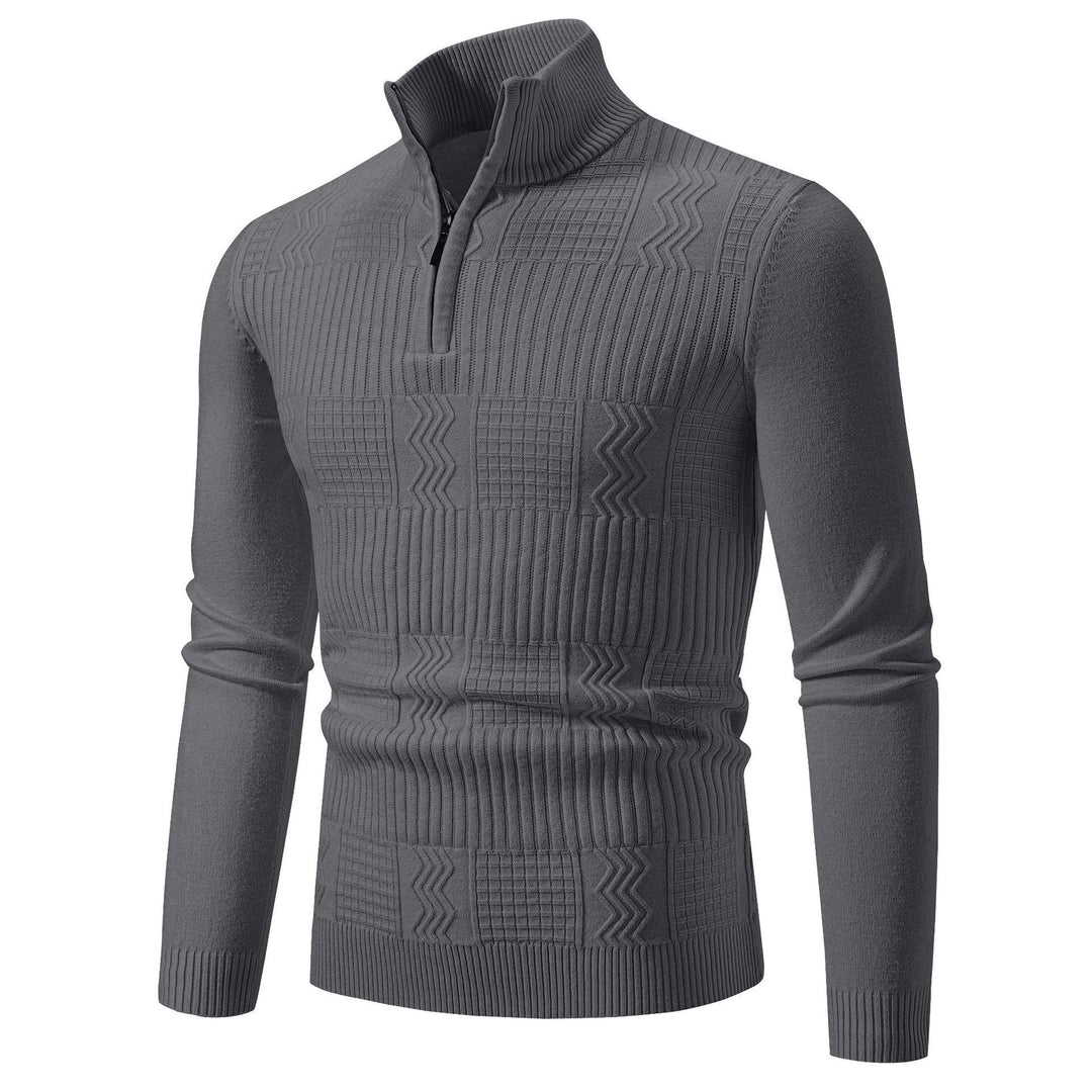 Knitted sweater for men with high collar and zipper Lune London