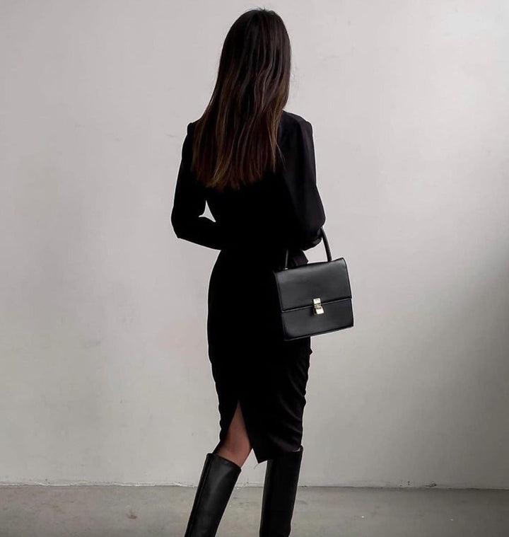 Women's Elegant Wrap Dress with Long Sleeve and Flowing Cut Lune London