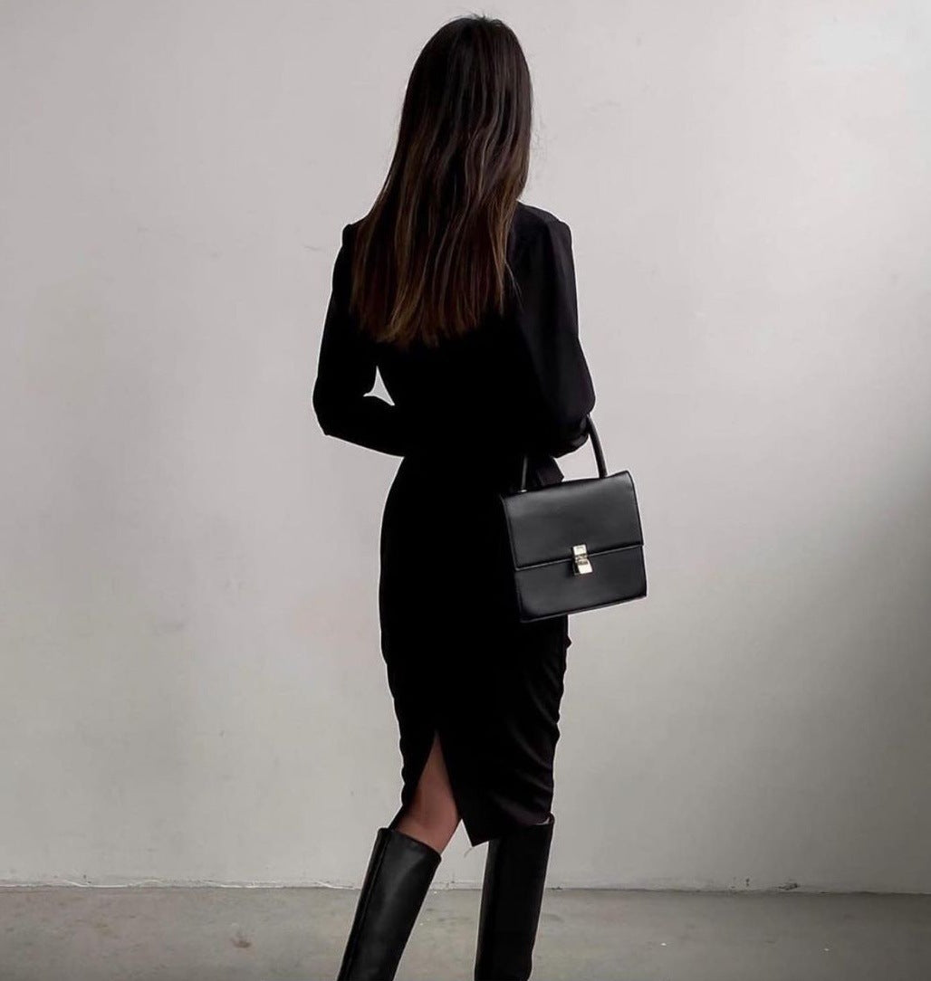 Ladies Elegant wrap dress with long sleeves and flowing cut Lune London