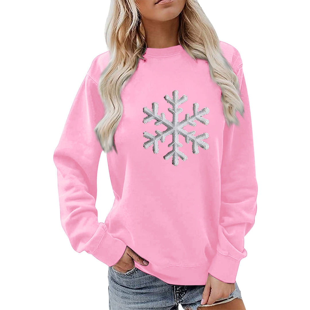 Sweat-shirt pour femmes avec design de flocon de neige brillant et coupe décontractée Chic & Stil