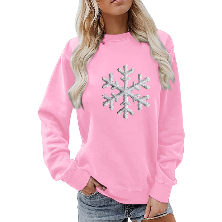 Sweat-shirt pour femmes avec design de flocon de neige brillant et coupe décontractée Chic & Stil