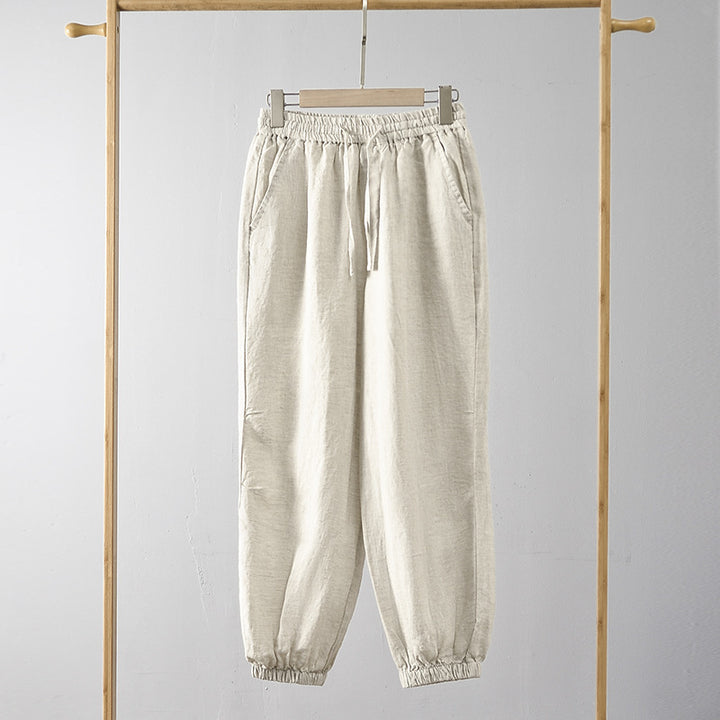 Casual linen pants for women with elastic waist and side pockets Lune London