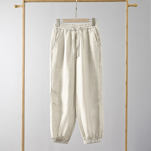 Casual linen pants for women with elastic waist and side pockets Lune London