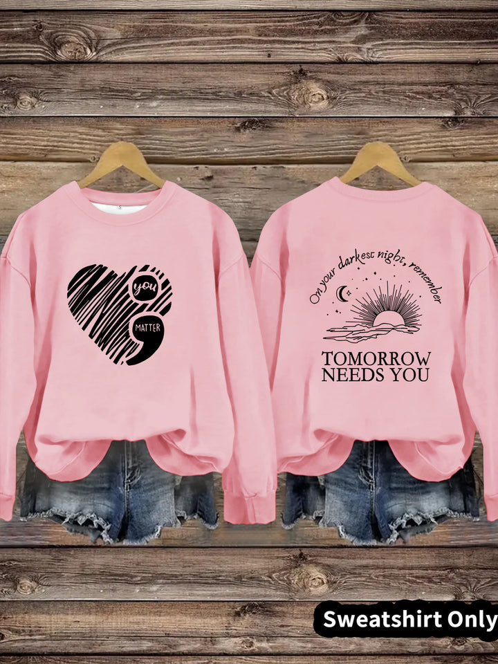 Sweatshirt femme avec impression inspirante et grand motif de coeur Chic & Stil