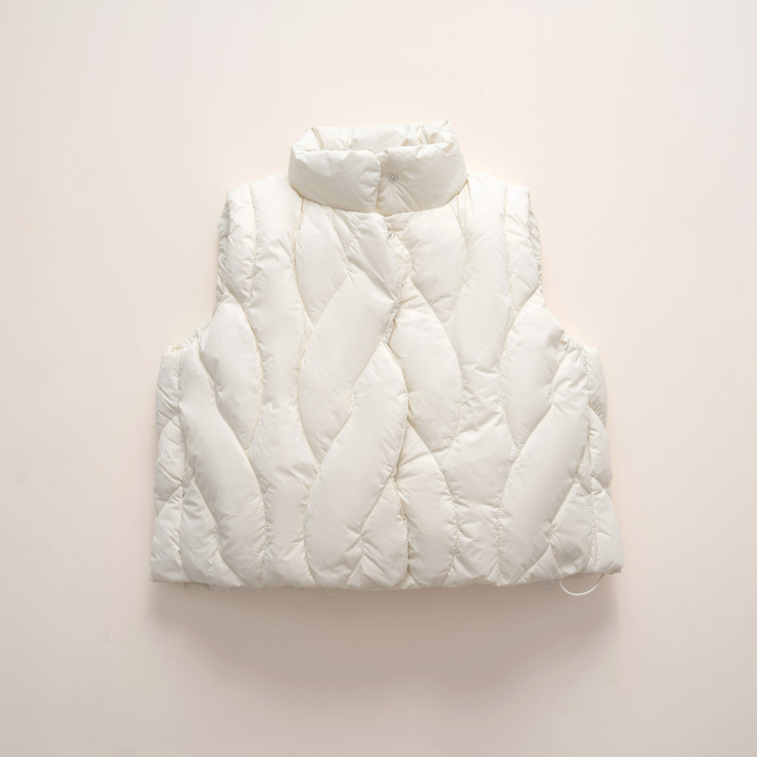 Ladies stylish quilted vest with high collar and modern design Lune London