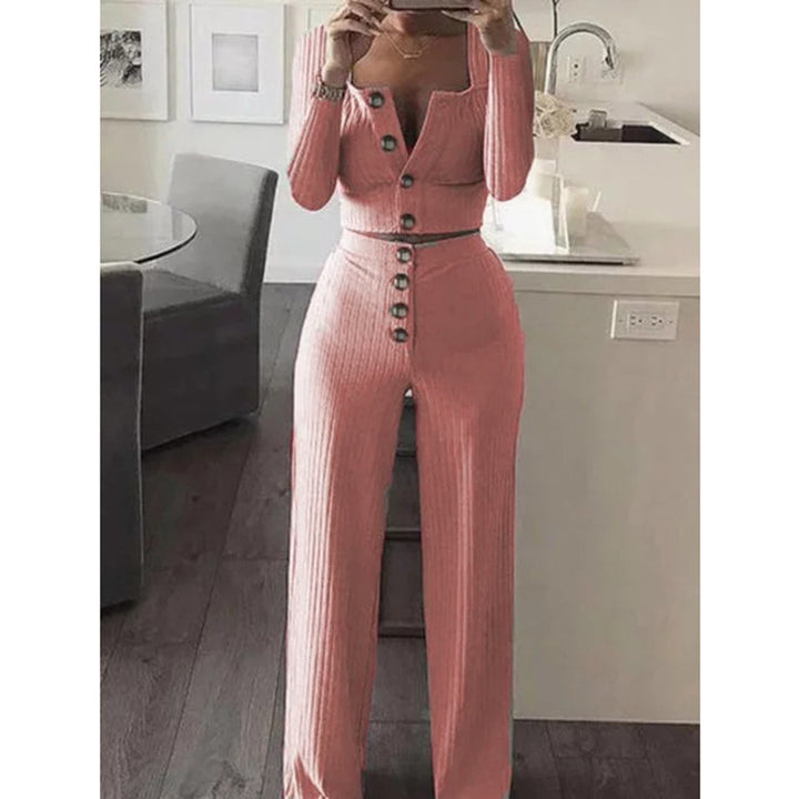 Two-piece set for women with button placket and straight trousers Lune London