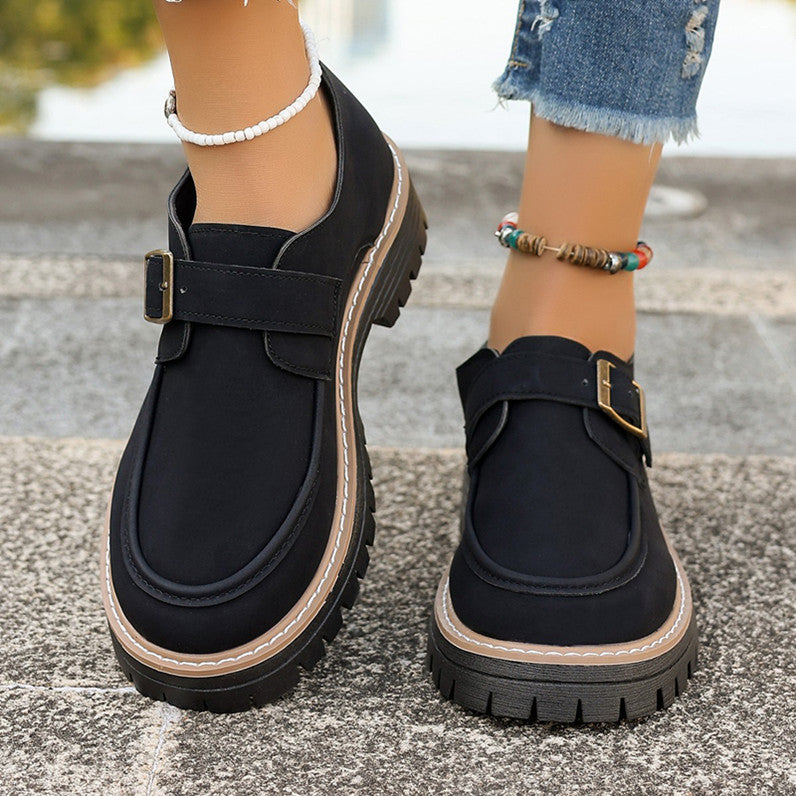 Ladies Fashion Moccasins with comfortable sole and buckle embellished design Lune London