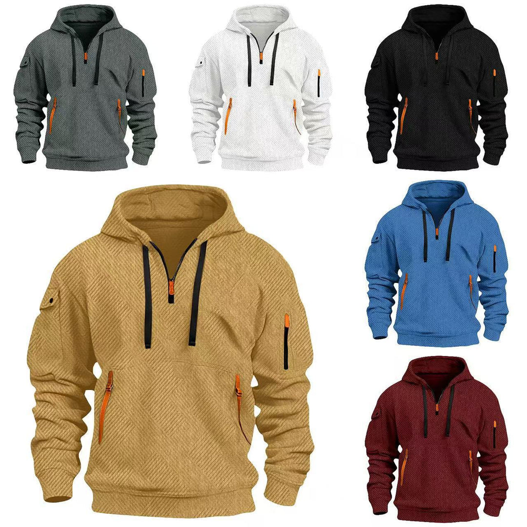 Men's hoodie with practical zip pockets and innovative structured design Lune London