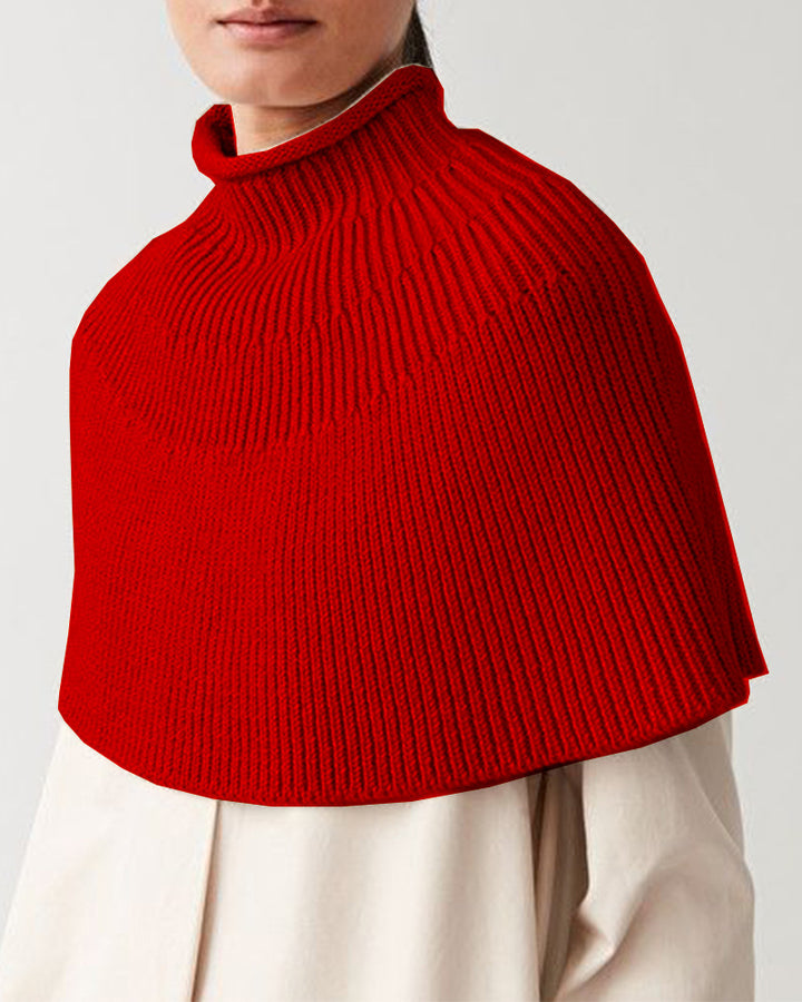 Knitted cape for women with high collar and fine rib structure Lune London