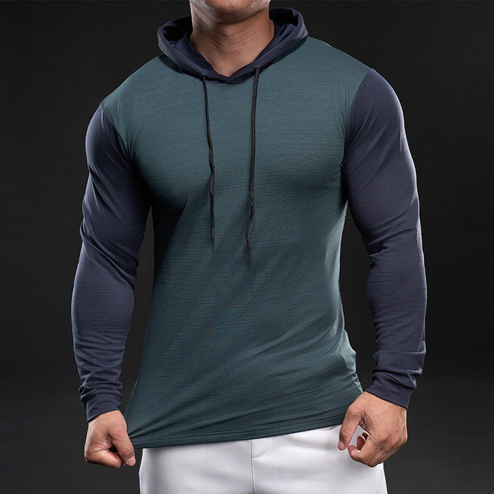 Men's functional long-sleeve breathable t-shirt with hood Lune London