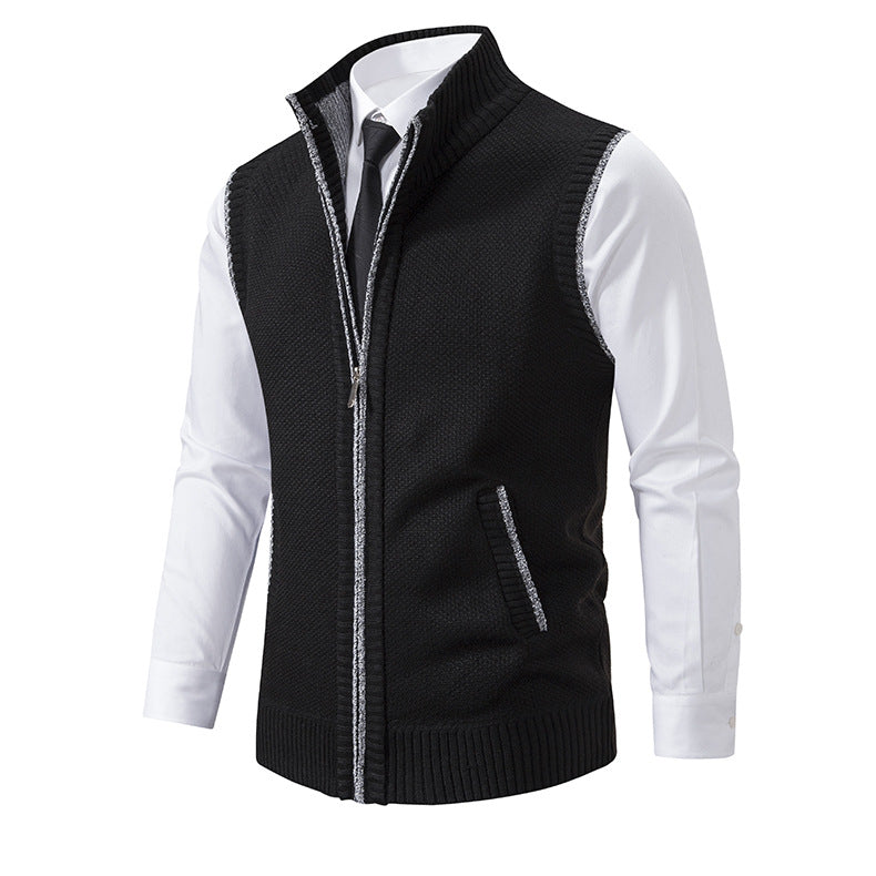 Men's Knit Vest with Zipper and Textured Design Lune London