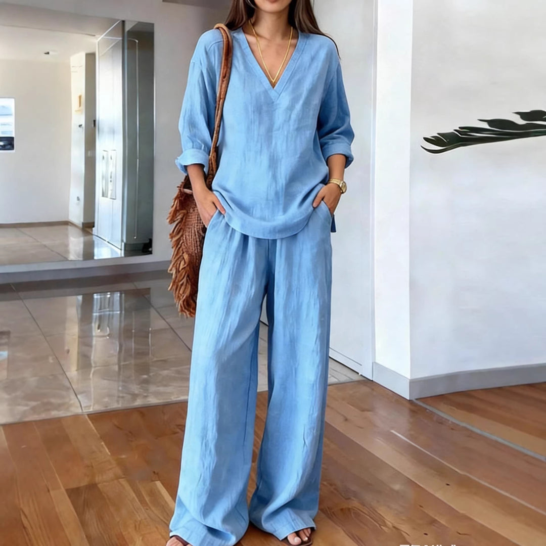 Women's Comfortable Linen Pants with Casual Cut and Practical Pockets Lune London