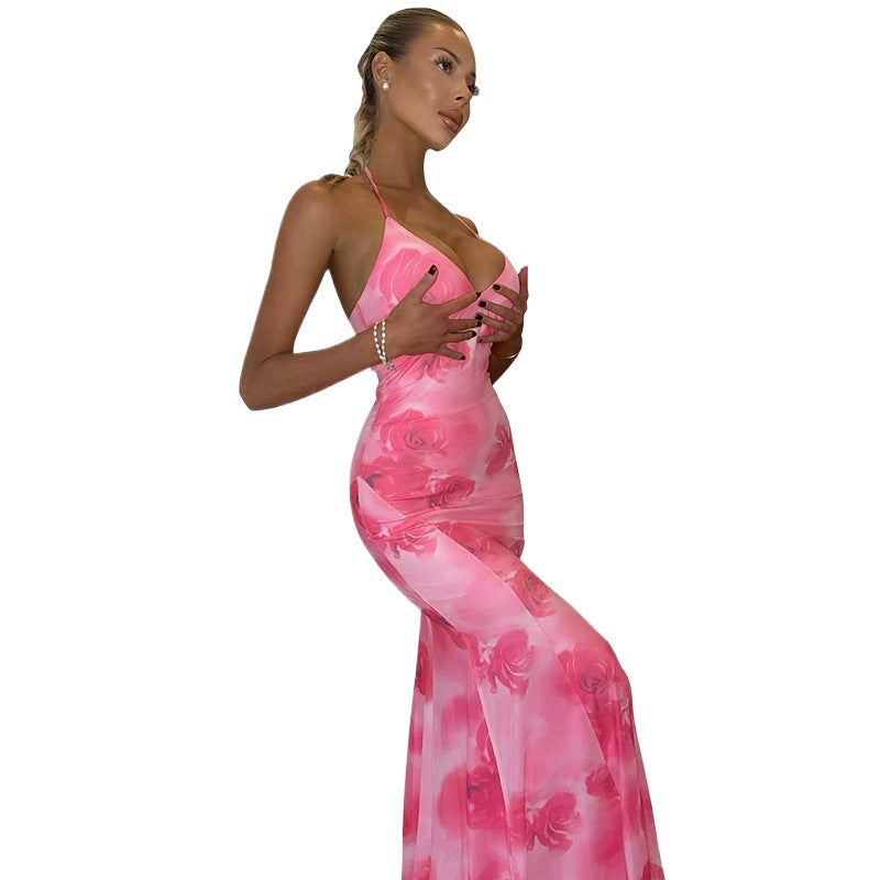 Chic Maxi Dress with Floral Collar for Women