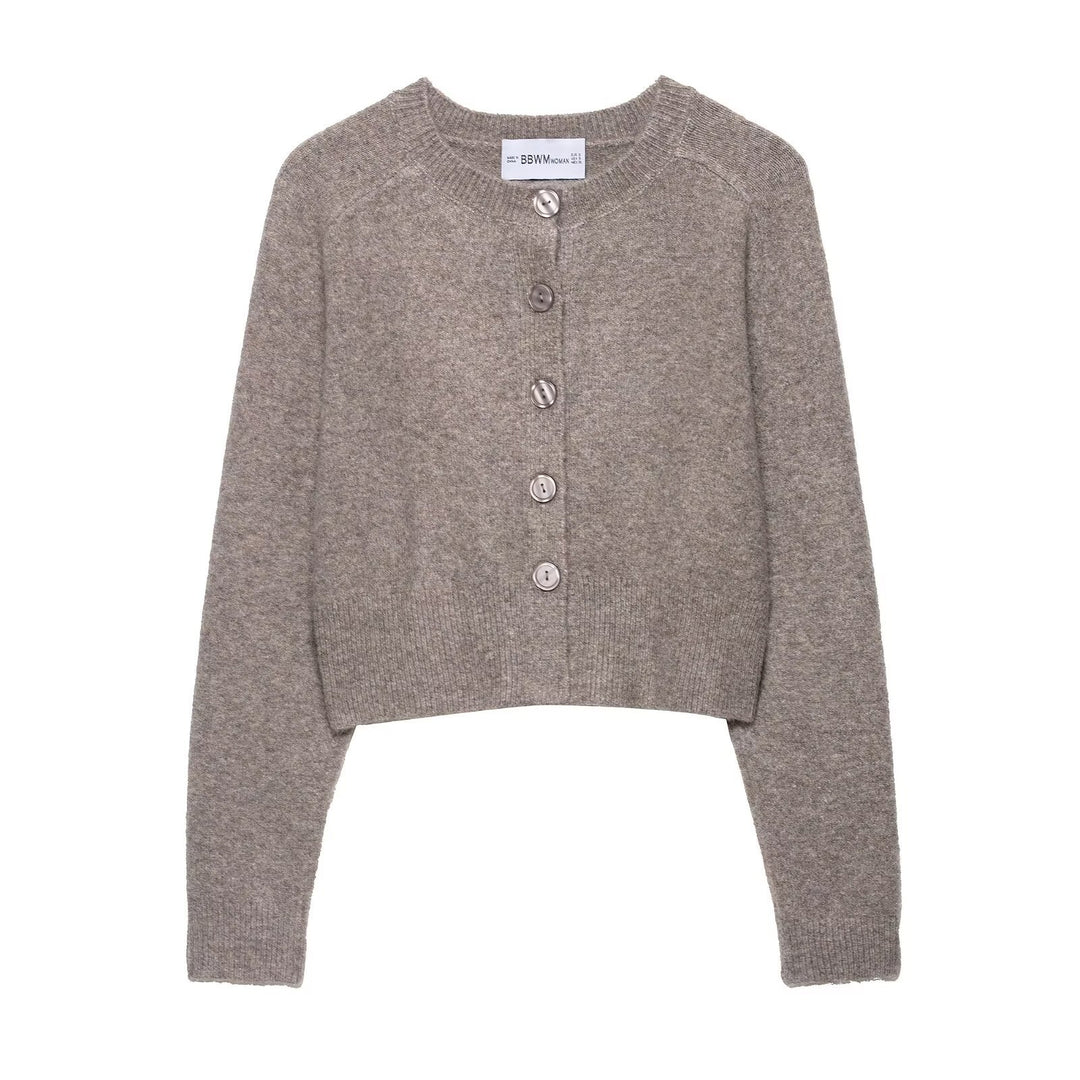 Short knitted jacket for women with fine buttons and an elegant cut Lune London