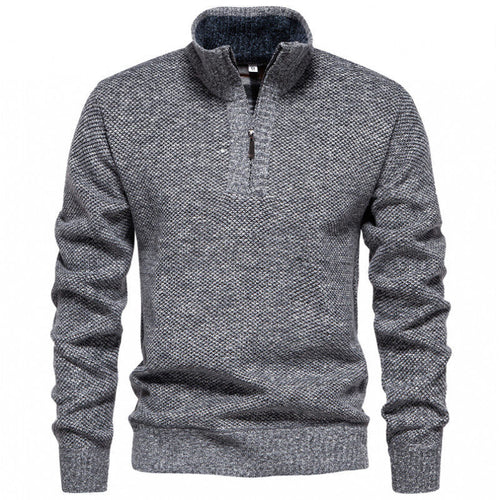 Men's High-Quality Pullover with High Collar and Zip Lune London