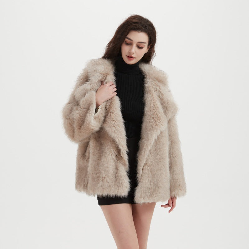 Ladies Cozy Faux Fur Coat Lune London