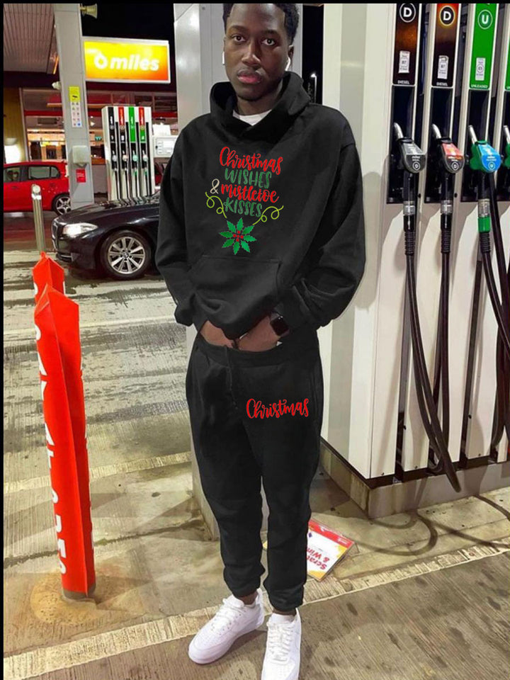 Men's cozy hoodie and jogger pants set with festive Christmas pattern Lune London