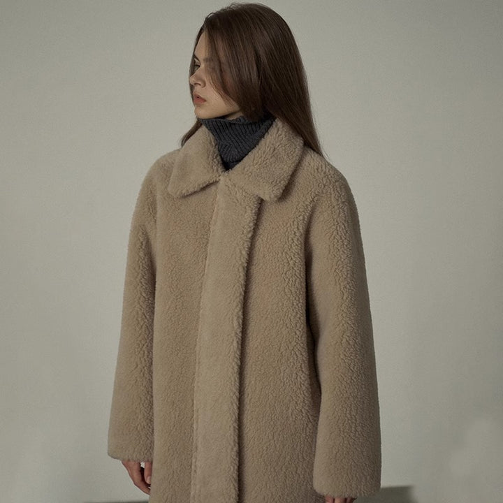 Veste en cuir élégante pour femmes avec doublure en teddy Chic & Stil