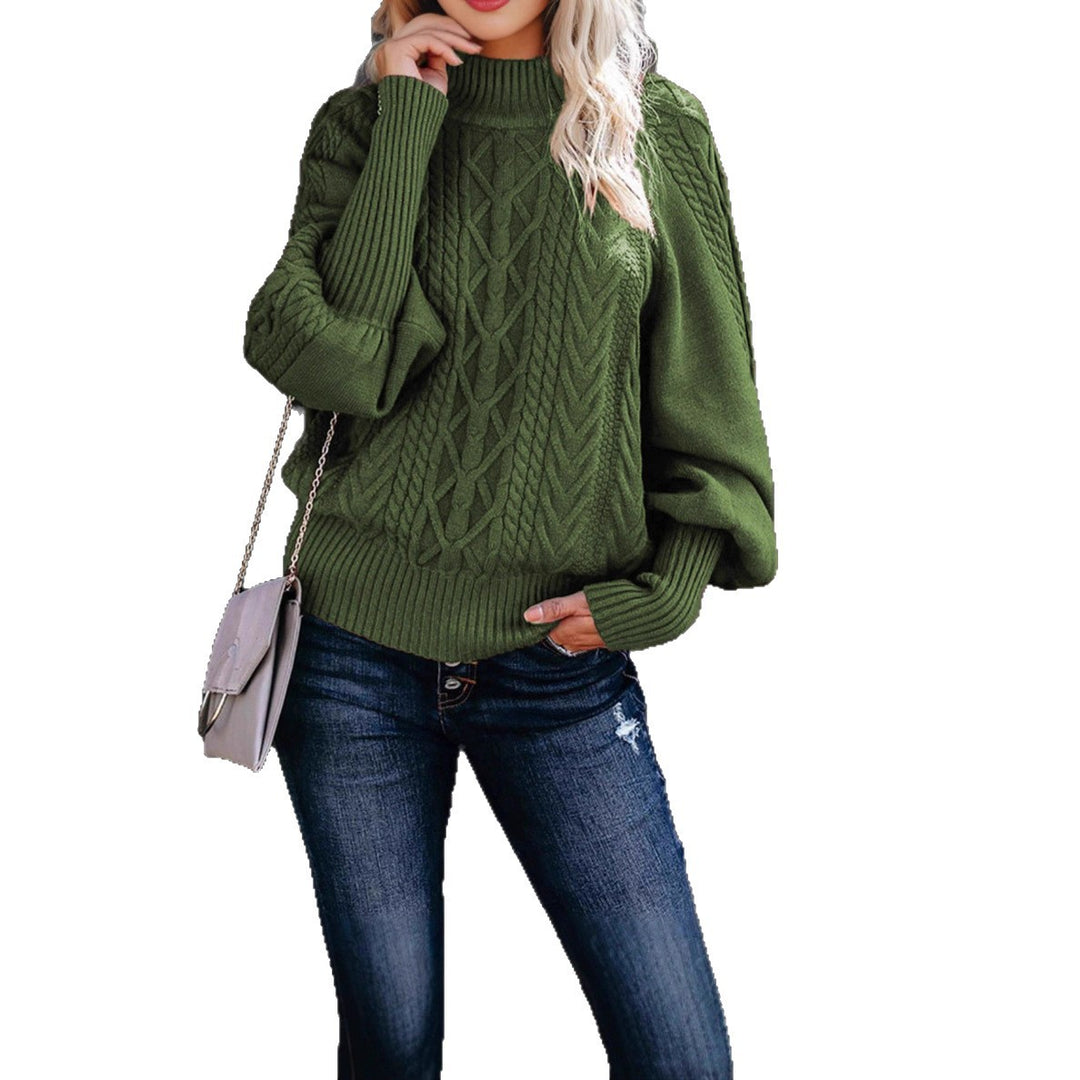 Pull en tricot épais pour femmes avec col montant et manches ballons Chic & Stil