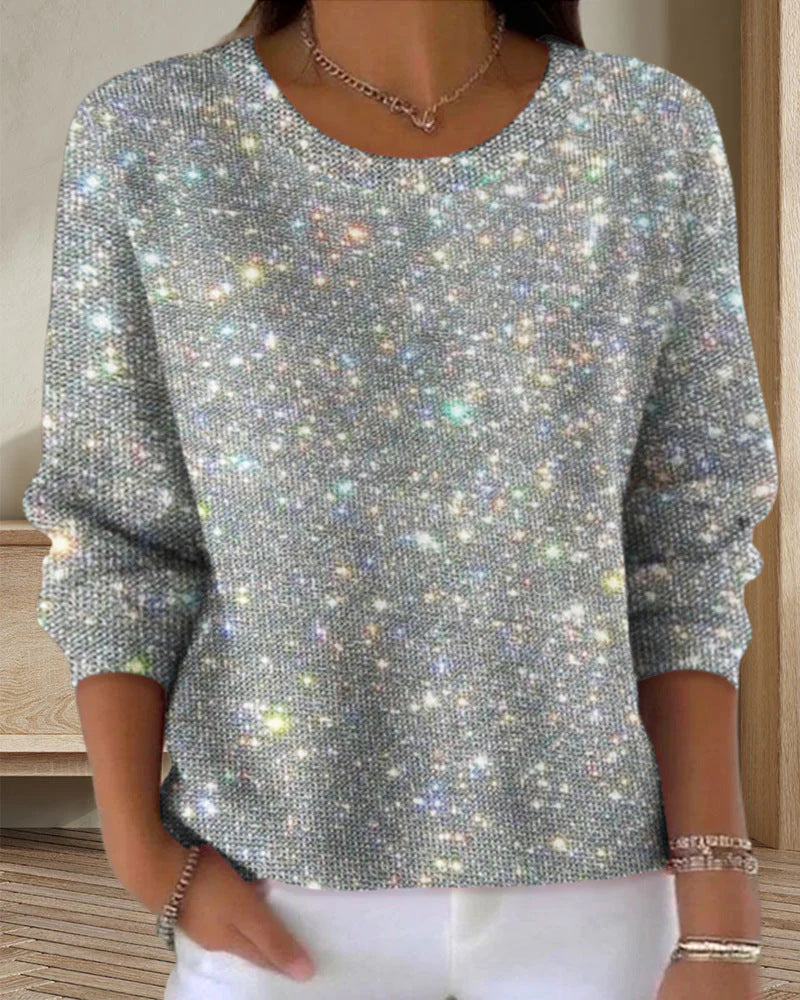 Ladies glitter sweater with round neck and casual fit Chic & Stil