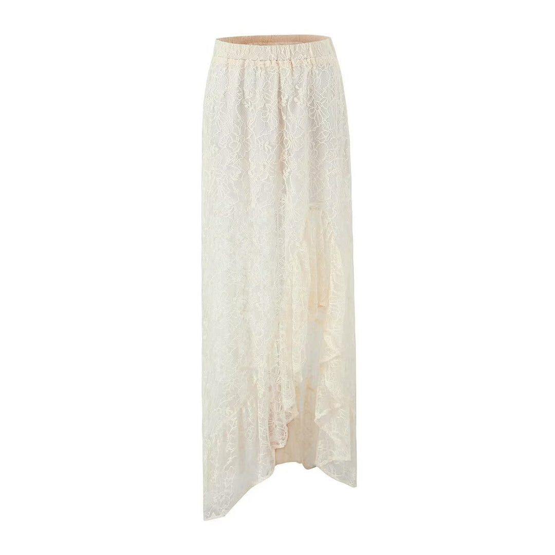 Maxi skirt for women with a delicate lace design and a seductive slit Lune London