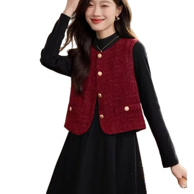Gilet en tricot pour femmes avec détails de bouton Chic & Stil