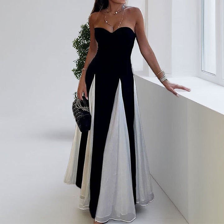 Robe de soirée élégante pour femmes avec encolure en cœur et inserts verticaux Chic & Stil