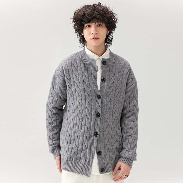 Chunky knit cardigan for men with practical buttons Lune London