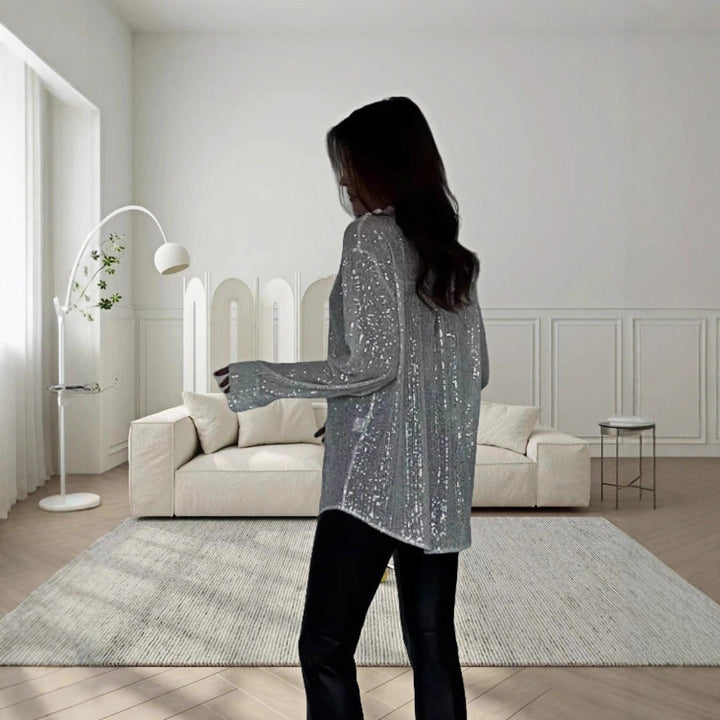 Ladies Glittering Oversized Shirt with Sequins Lune London