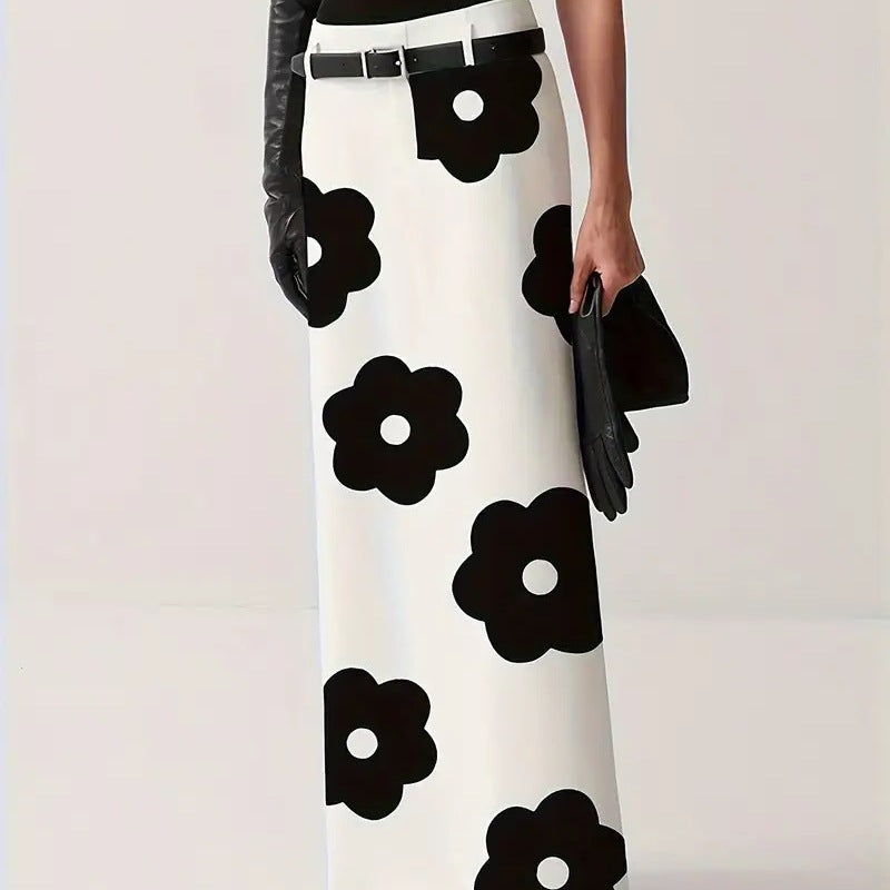 Maxi skirt for women with floral pattern and elegant silhouette Lune London
