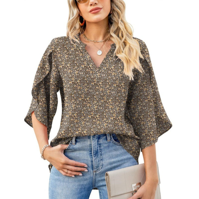 Lune London V neck floral print blouse