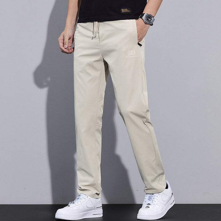 Men's Sporty Leisure Pants with Adjustable Drawstring and Side Zipped Pockets Lune London