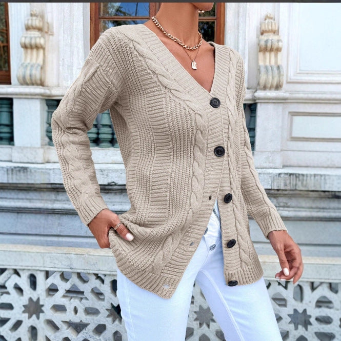 Cardigan pour femmes avec motif en câble et détails de boutons classiques Chic & Stil