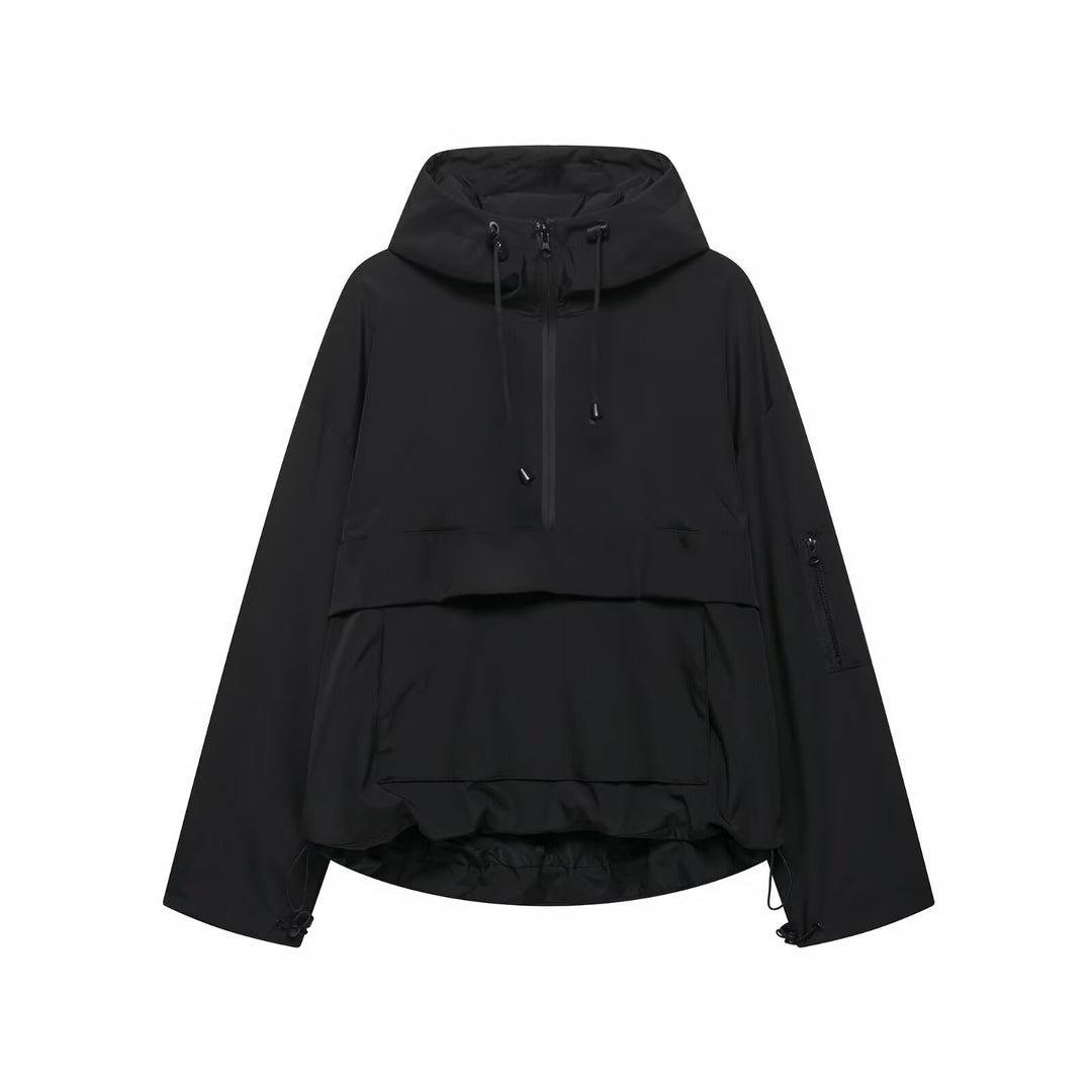 Veste coupe-vent fonctionnelle pour femmes avec col de capuche ajustable et poche kangourou Chic & Stil