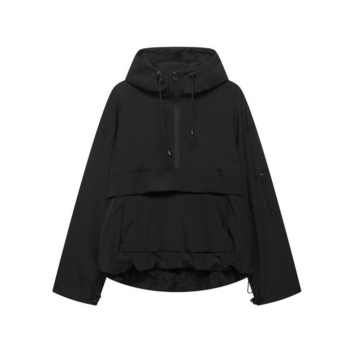 Veste coupe-vent fonctionnelle pour femmes avec col de capuche ajustable et poche kangourou Chic & Stil