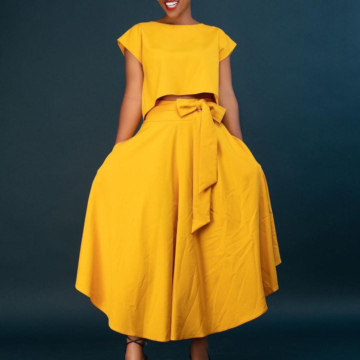 Asymmetrical maxi dress for women with wrapped belt Lune London